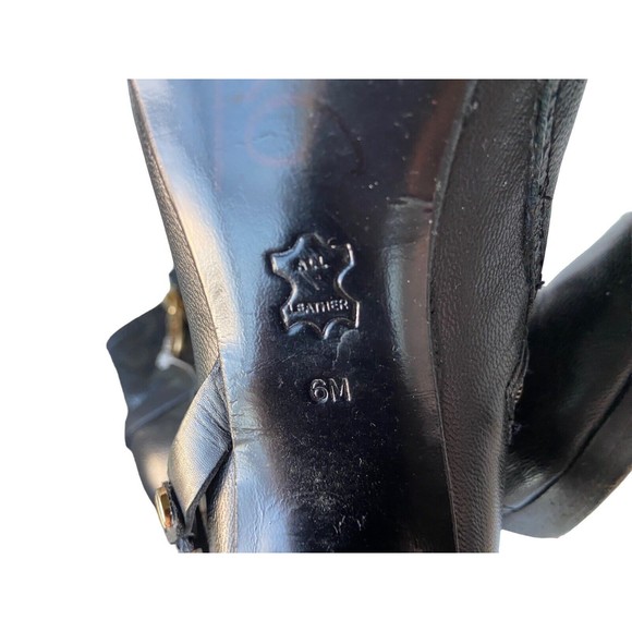 Tory Burch Women Whitney Leather Ankle Boots Size 6 Black Block Heel Gold Accent - Picture 10 of 12